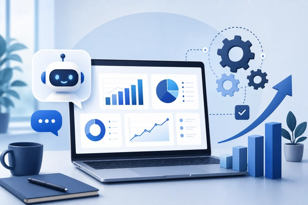 Small business team using AI workflow tools for sales and customer support